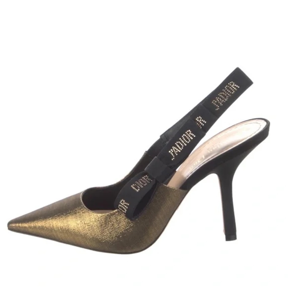 Dior Gold and Black Slingback Heels